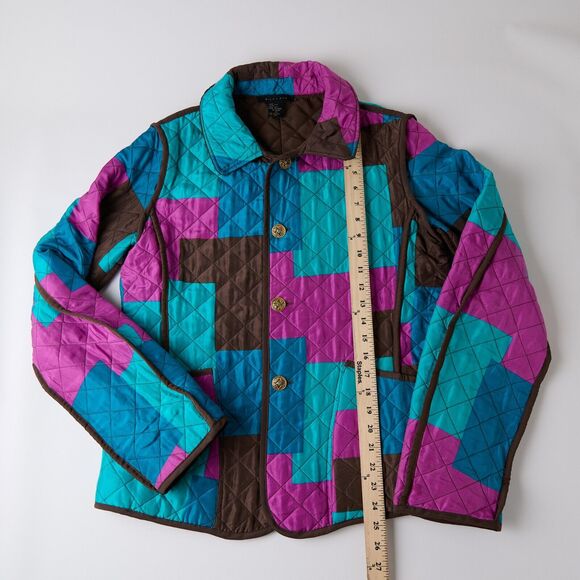 Silkland Women’s M Reversible Quilted Jacket Multicolor Brown Silk Patchwork - Picture 6 of 15